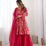 Pure Soft Romaqnsilk Chanderi With Digital Print Work With Padded, Side Zipper KediyaKurti  Plazzo