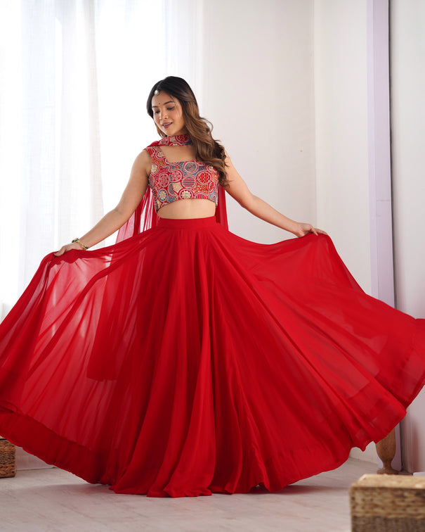 Pure Soft Fox Georgette Blooming Plain Lehenga