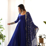 Super Hit 7 MTR Flair Anarkali Gown With Sequence Work On Hand Sleeves