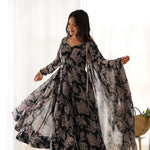 Multi Floral Print Anarkali Gown With 4 Meter Huge Flair