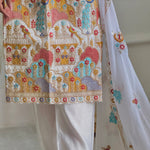 Heavy Roman Silk And Embroidery Work Kurti