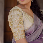 Twill Net Sequence With Fancy Lace Work Saree With Benglori Blouse