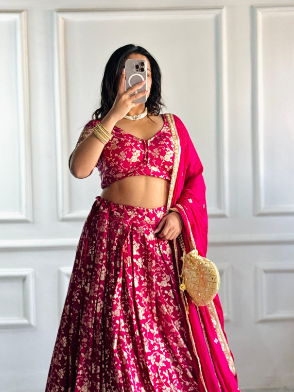 Pink Colour Beautiful Sequence Work With Heavy Designer Blouse Lehenga Choli