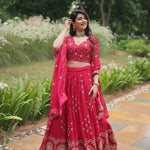 Red Rangoli Silk With Heavy Sequence And Thread Embroidery Work Lehenga Choli