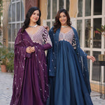 Premium Designer Embroidery & Sequins Work Readymade Star Georgette Gown