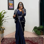 Ready To Wear With Chinon Silk Fabric On Embrodery Sequance Saree And Koti