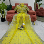 Yellow Color Thred And Sequence Work Saree