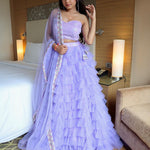 Wedding Wear Butterfly Net Frill Full Stitch Lehenga With Rainbow Sequence Work Blouse