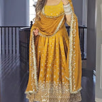 Heavy Pur Micro Cotton Tone Peding Chinon Silk With Sequence Work Gown