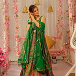 Mehendi Ceremony Special Organza Silk Digital Printed Full Stitch Lehenga