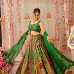 Mehendi Ceremony Special Organza Silk Digital Printed Full Stitch Lehenga