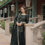 Weeding Special Silk Heavy Sequence & thread Embroidery Work Full Stitch Top Plazzo