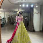 Wedding Season Spcial Green Shimmer Dori And Heacy Sequence Work Lehenga Choli