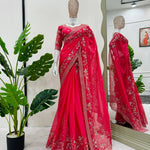 Tibby Silk And Thred & Sequnce work Saree