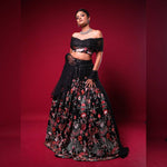 Black Colour Georgette Thread With Sequence Work Bollywood Night Lehenga