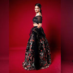 Black Colour Georgette Thread With Sequence Work Bollywood Night Lehenga