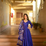 Chinnon Silk Anarkali Gown With Plazzo And Dupatta