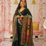 Pure Chinnon Silk And Embroidery Work With Fancy Full Sleeve Gown