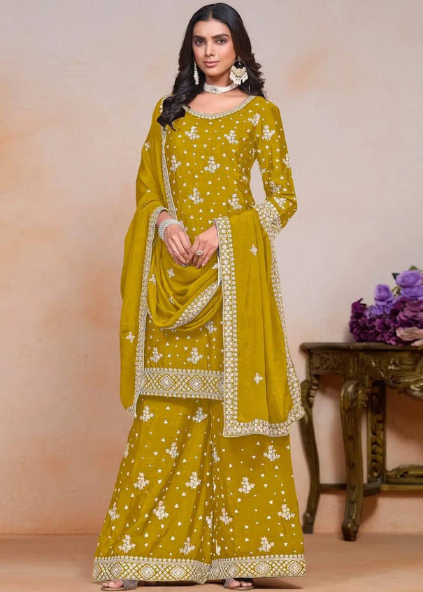 Chinon With Embroidery Sequence Design Work suit and sarara