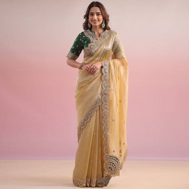 Twill Net And Coding & Sequence Work With Mono Bengoli Silk Saree