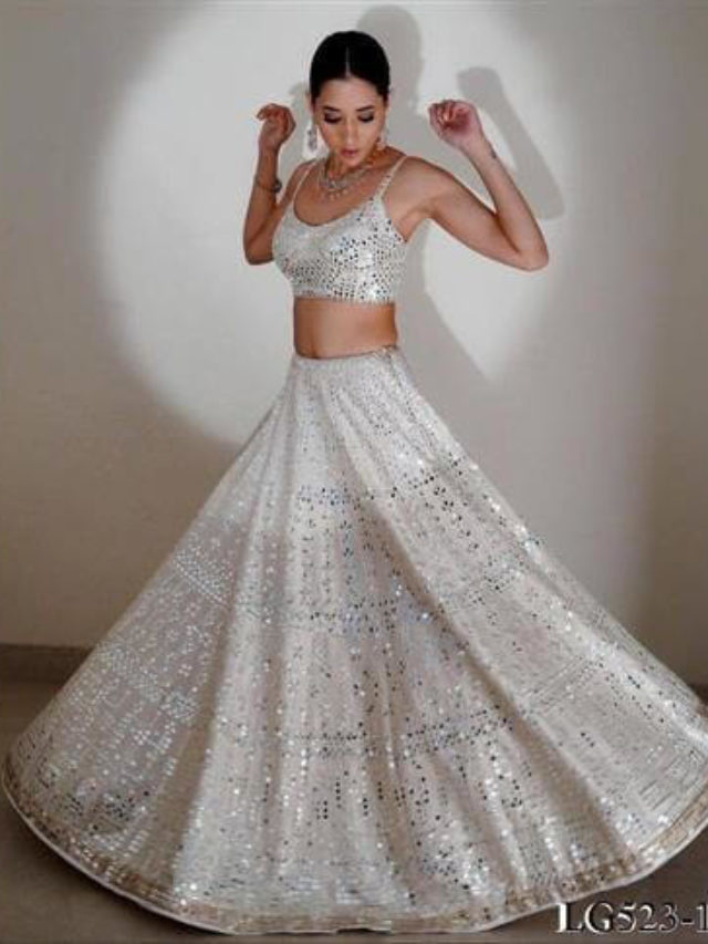 Take Super Hit Design Of Georgette And  Foil paper Embroidery Work Lehenga